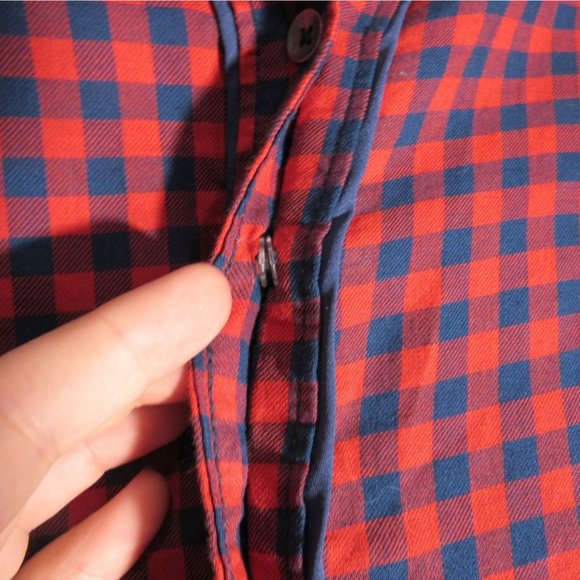 LEE RIDERS Shape Illusions Red & Navy Plaid Button Up Casual Shirt | Plus XXL - Picture 4 of 6